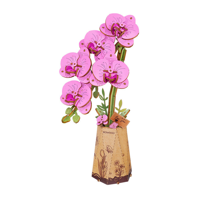 Rowood Wooden Flower Bouquet - Purple Moth Orchid