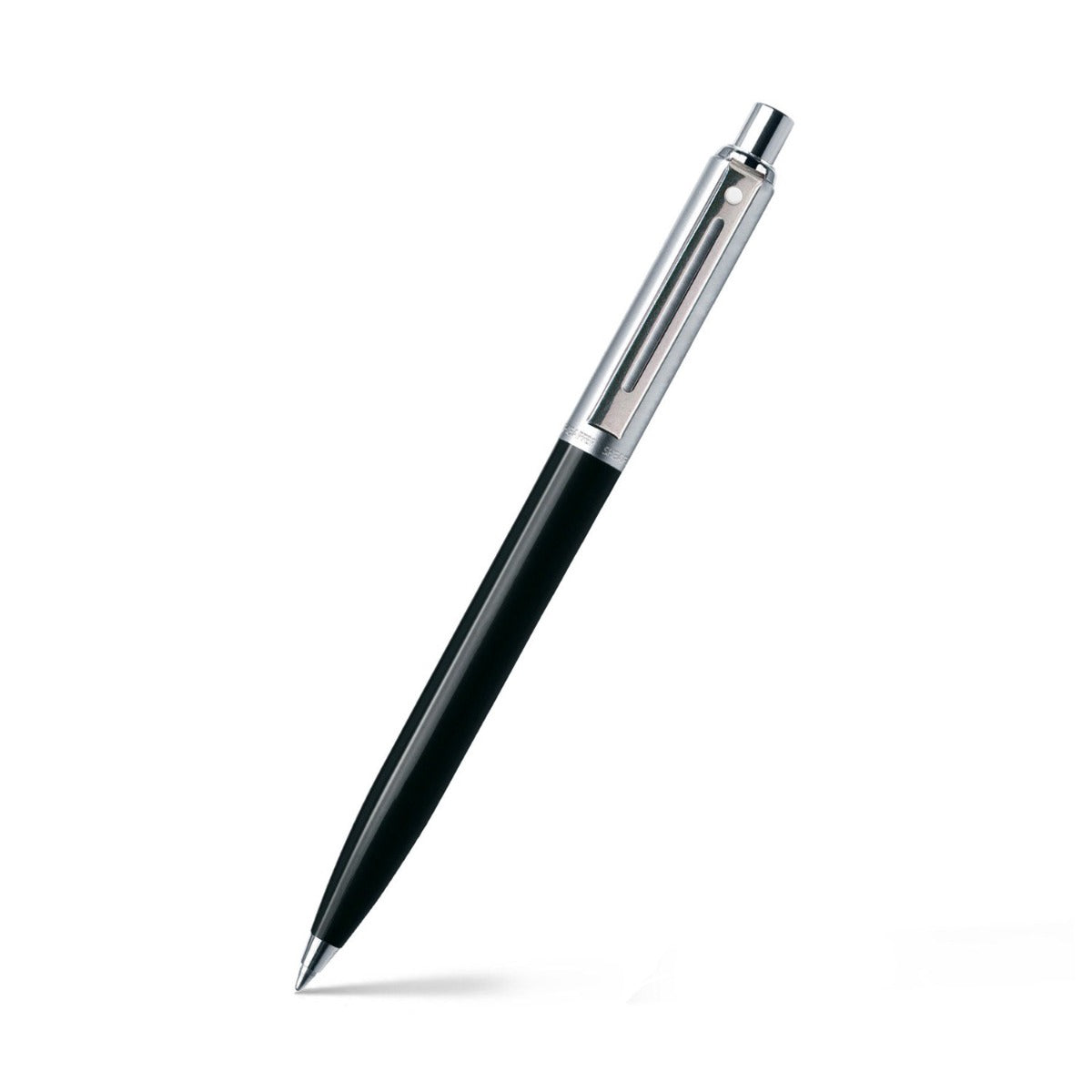 Sheaffer Sentinel ballpoint pen with black barrel and brushed chrome cap