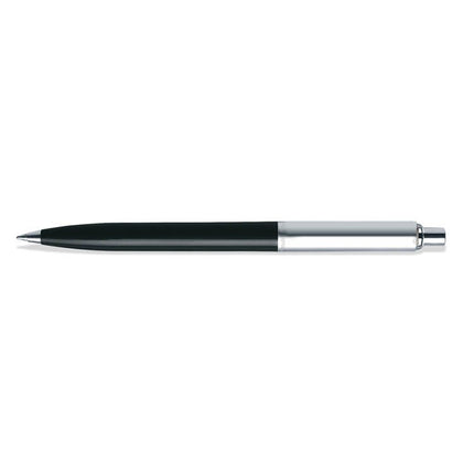 Sheaffer Sentinel black and chrome ballpoint pen shown full length