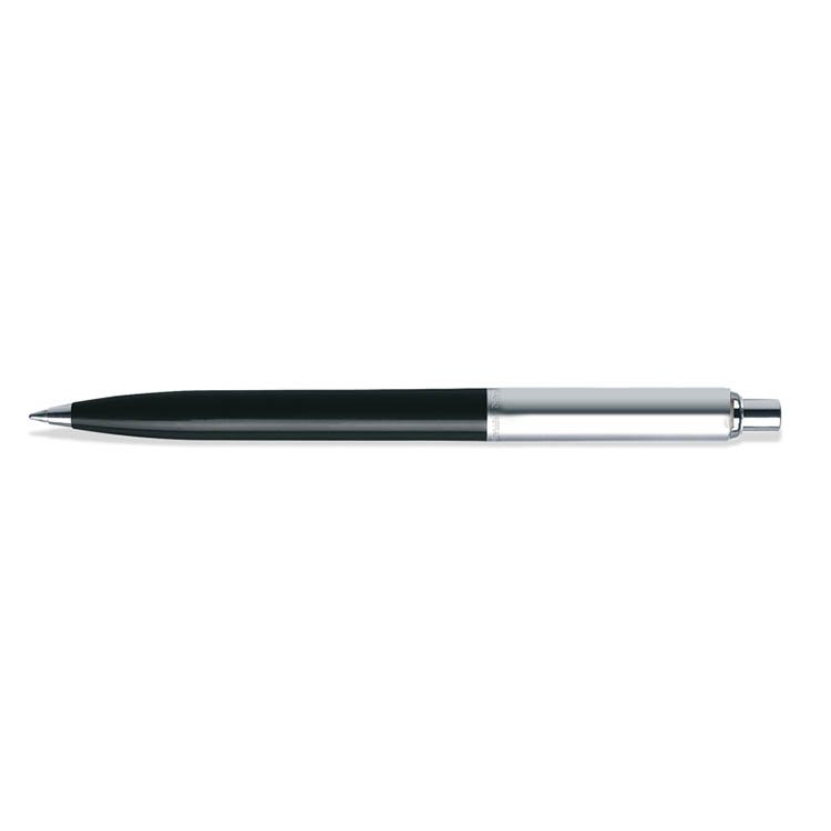 Sheaffer Sentinel black and chrome ballpoint pen shown full length