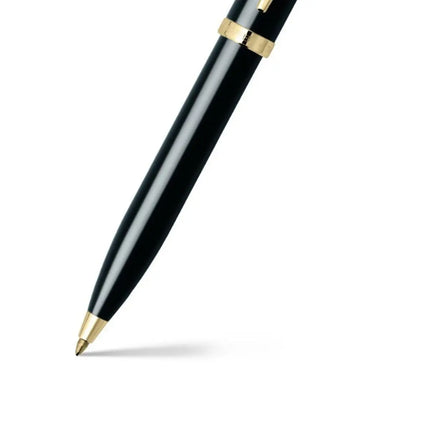 Sheaffer 100 gloss black ballpoint with gold trim, tip extended