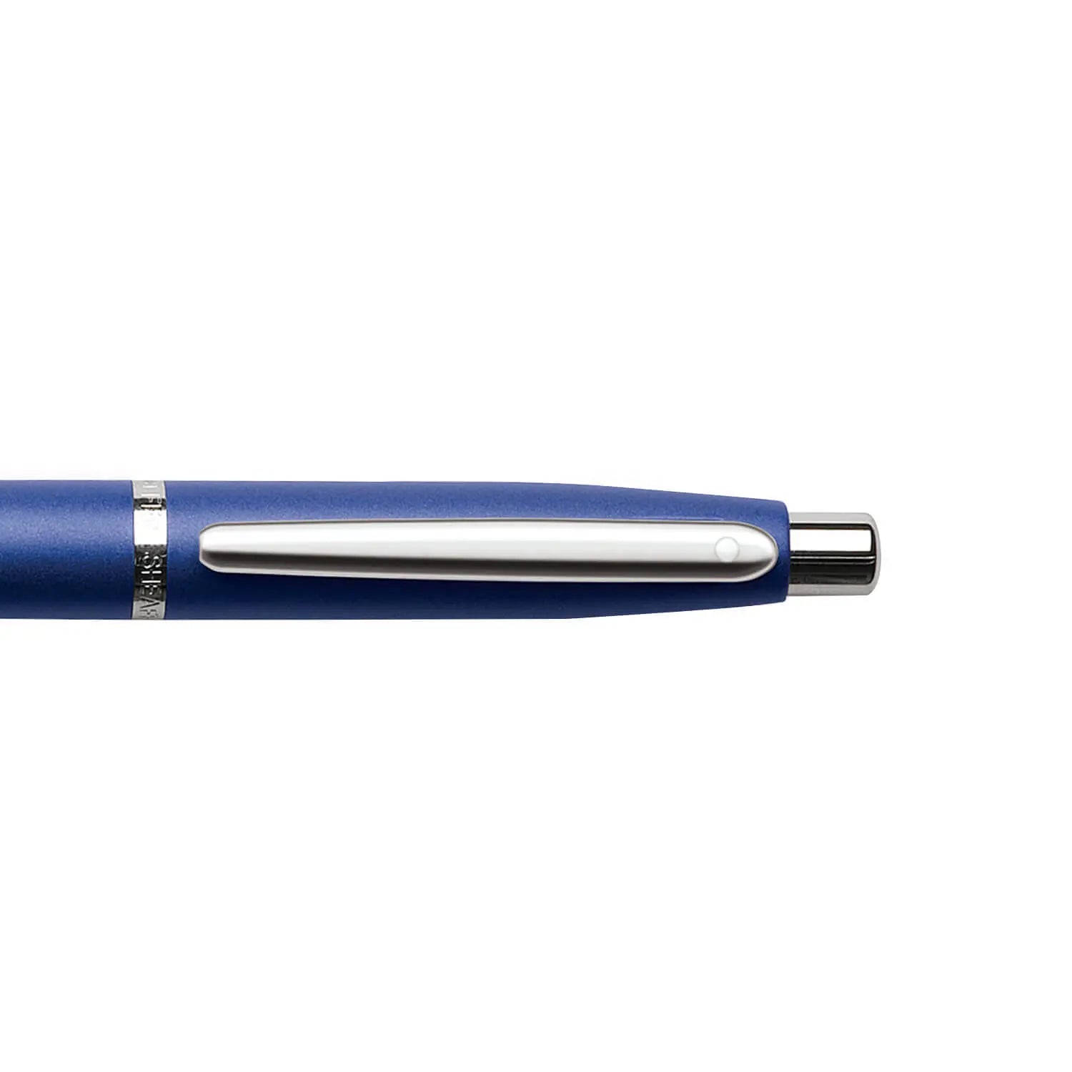 Sheaffer VFM Neon Blue ballpoint pen shown full length