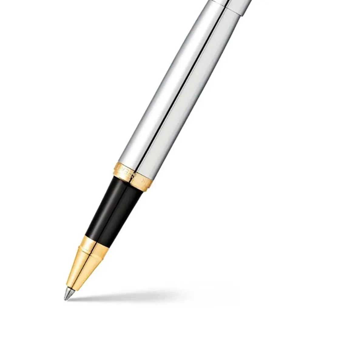 Sheaffer VFM chrome and gold rollerball, cap removed showing grip section