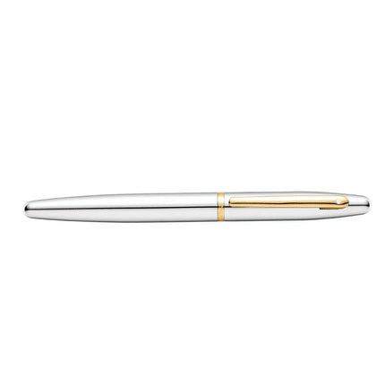 Sheaffer VFM chrome and gold rollerball pen shown full length