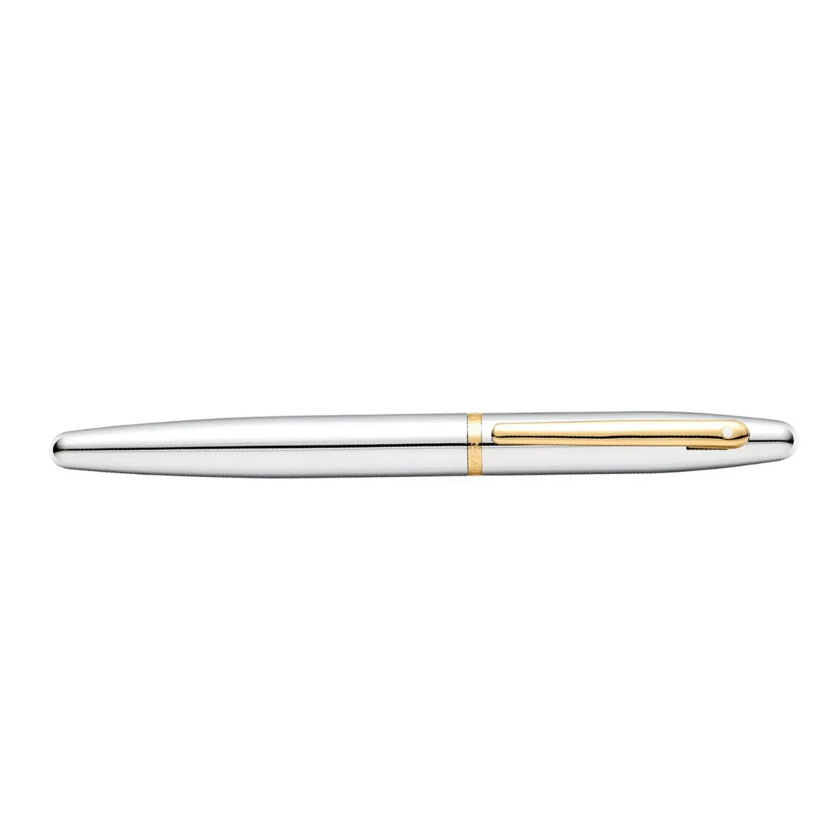 Sheaffer VFM chrome and gold rollerball pen shown full length