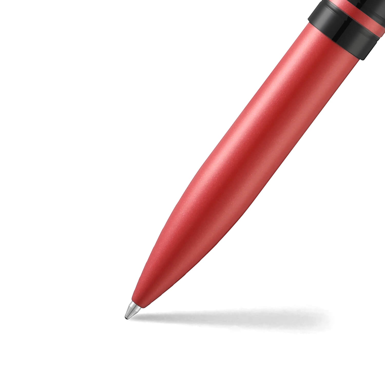 Sheaffer Icon metallic red ballpoint, wraparound clip and cap band detail