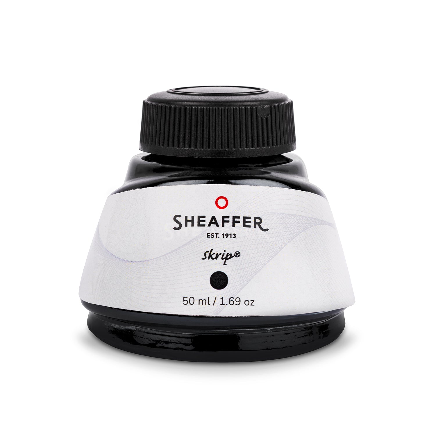 Sheaffer Skrip black fountain pen ink in a 50ml glass bottle