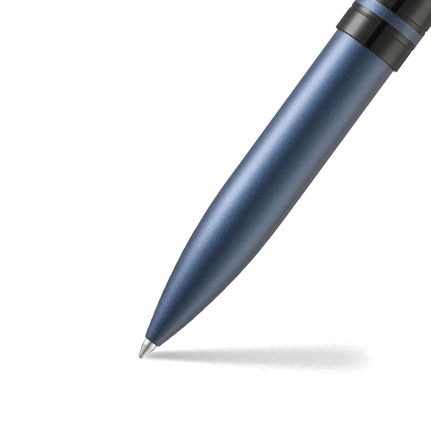 Sheaffer Icon metallic blue ballpoint, wraparound clip and cap band detail