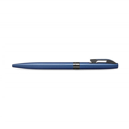Sheaffer Reminder matt blue ballpoint, clickable clip mechanism detail
