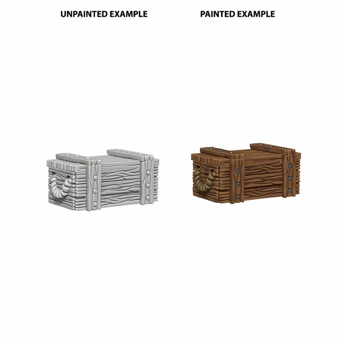 a picture of a wooden crate and a painted example