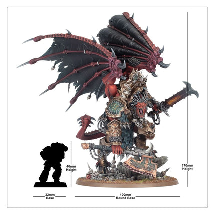 Angron Daemon Primarch of Khorne miniature detail, alternate angle, unpainted