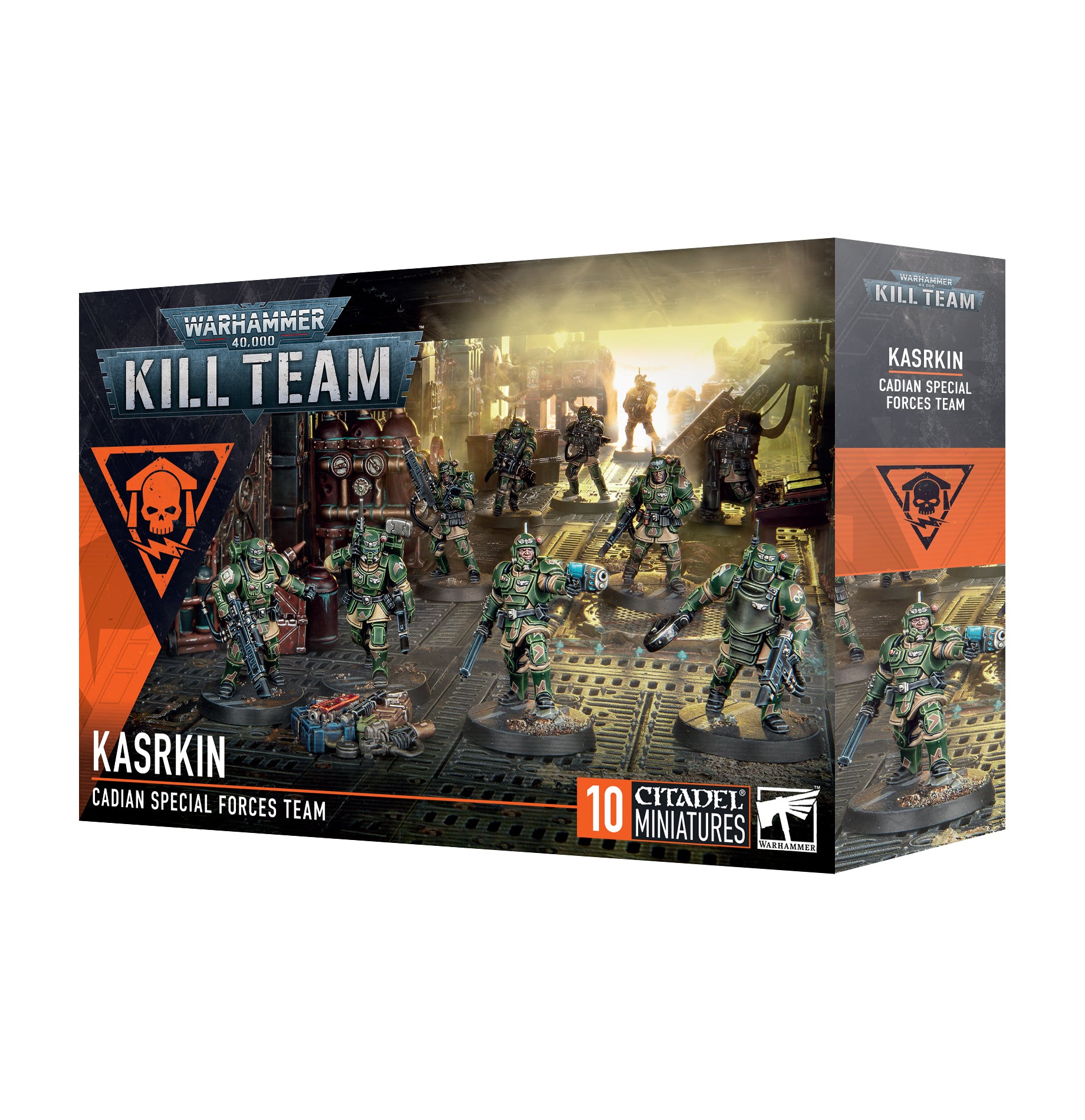 a box with a bunch of action figures in it