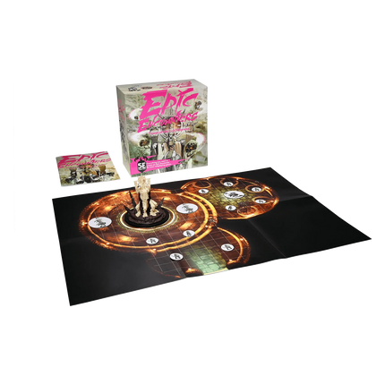 a card game with a box and two cards