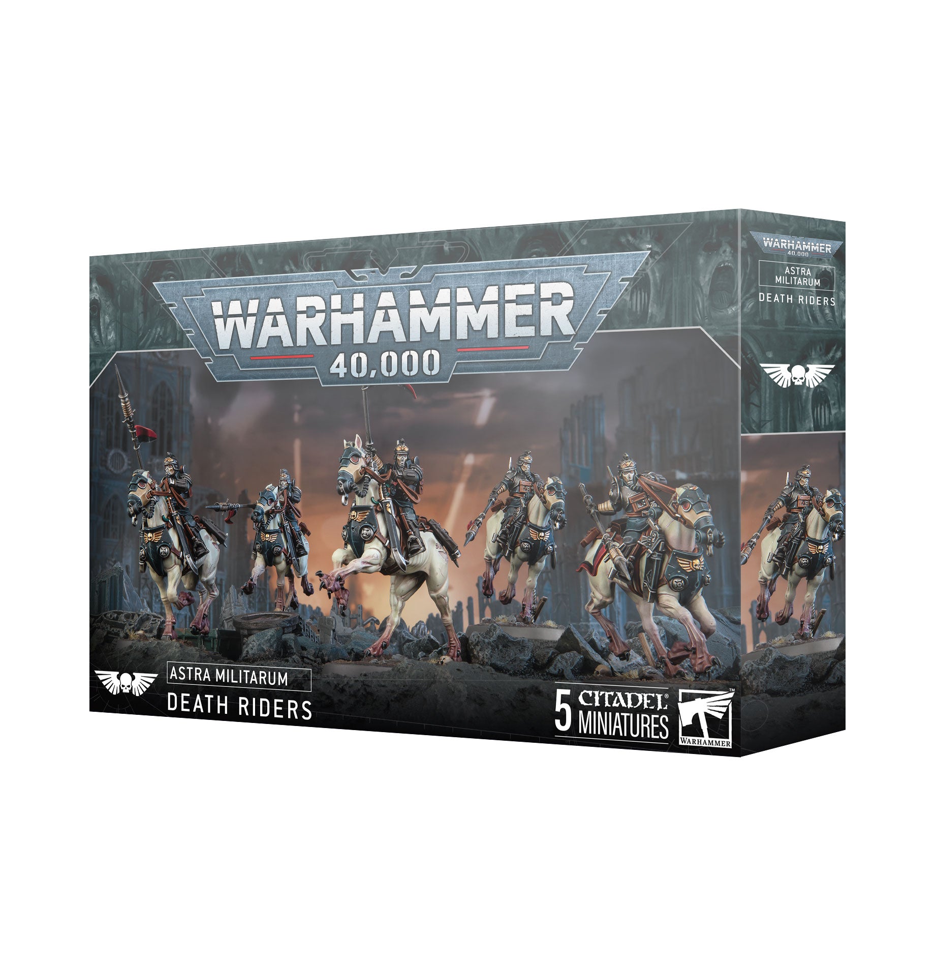 a box with a bunch of action figures on it