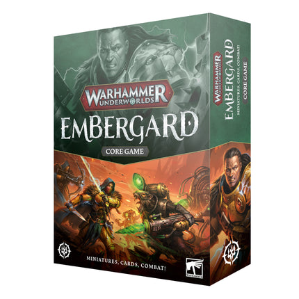 the box for the warhammerer and the embercard core game