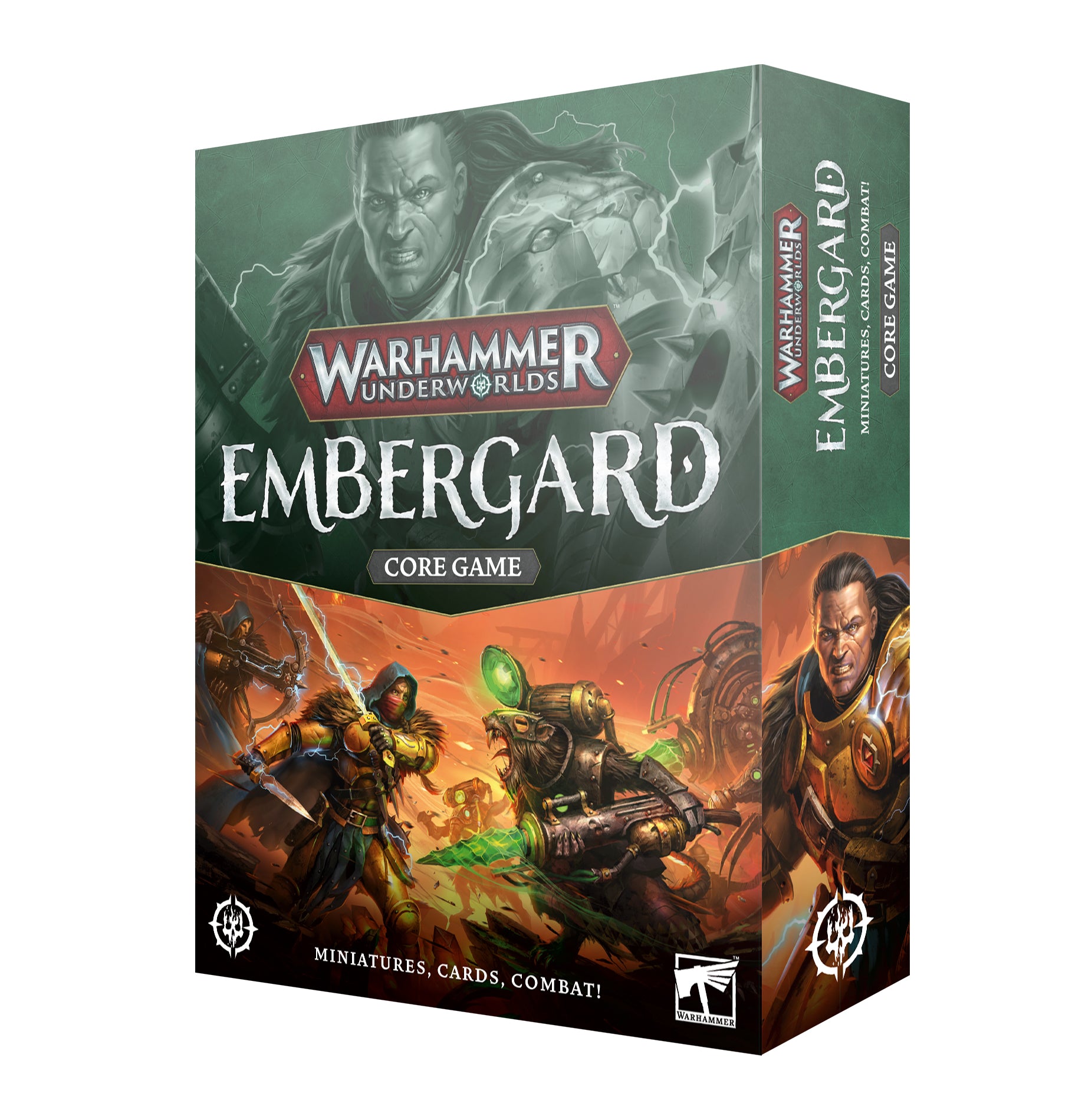 the box for the warhammerer and the embercard core game