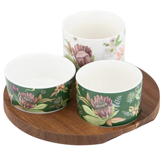 Leura 4 Piece Round Bowl and Tray Set
