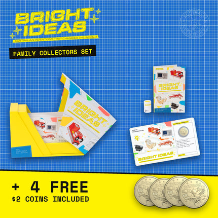 Bright Ideas Family Collectors Set – seven-coin box, five-coin folder and $2 coin on card plus 4 FREE $2 coins