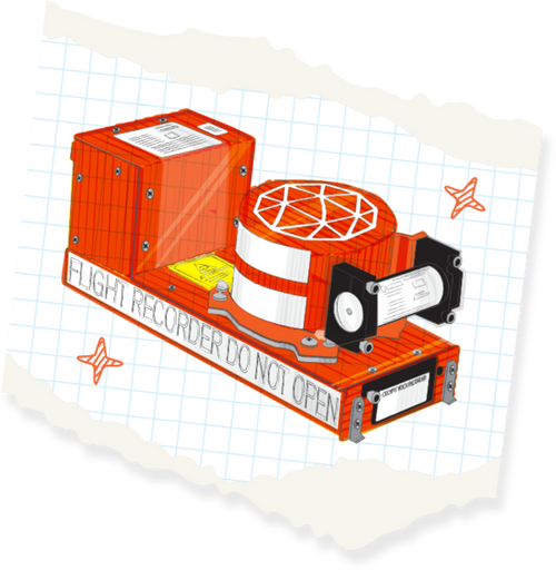 Black box flight recorder illustration