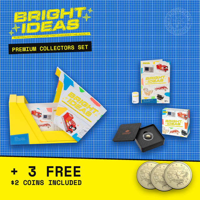 Bright Ideas Premium Collectors Set – seven-coin box, five-coin folder and $2 proof plus 3 FREE $2 coins