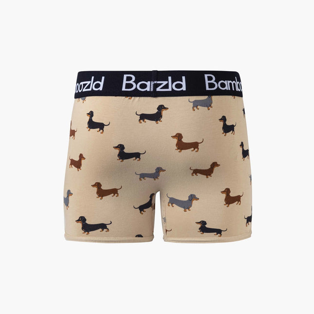 Bamboozld mens Dash Pup bamboo trunks with dachshund print on stone