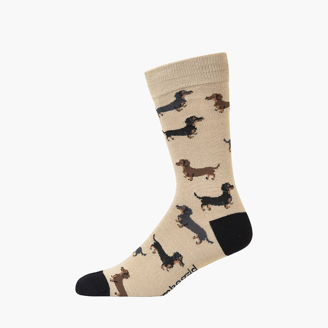 Bamboozld mens Dash Pups dachshund bamboo socks, stone