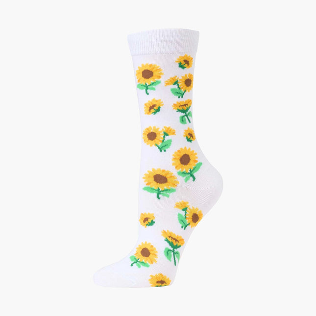 Bamboozld womens Sunflowers bamboo socks, white