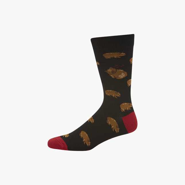 Bamboozld mens Wally Wombat bamboo socks, black with red heel