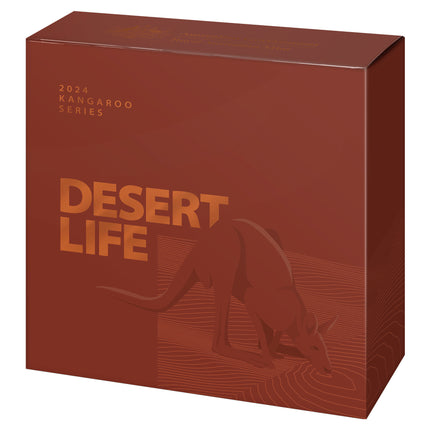 a box of desert life with a kangaroo on it