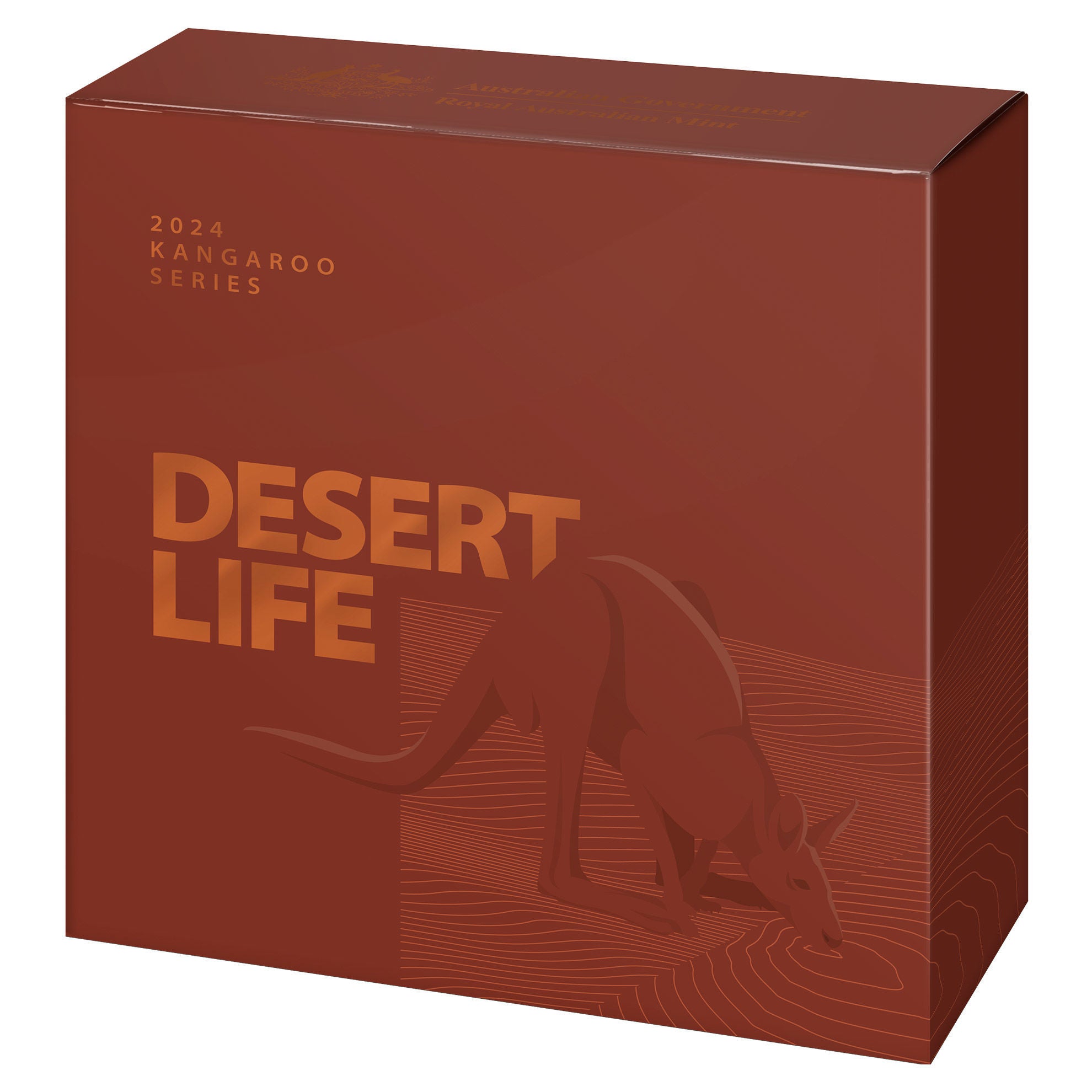 a box of desert life with a kangaroo on it