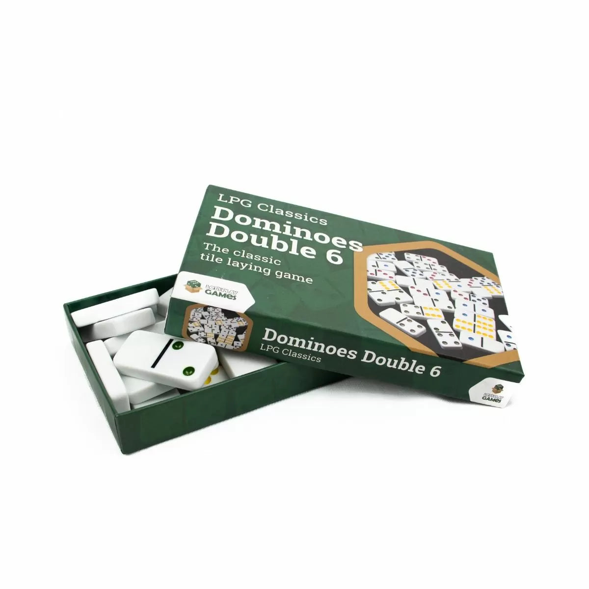 a pair of dominos sitting in a box