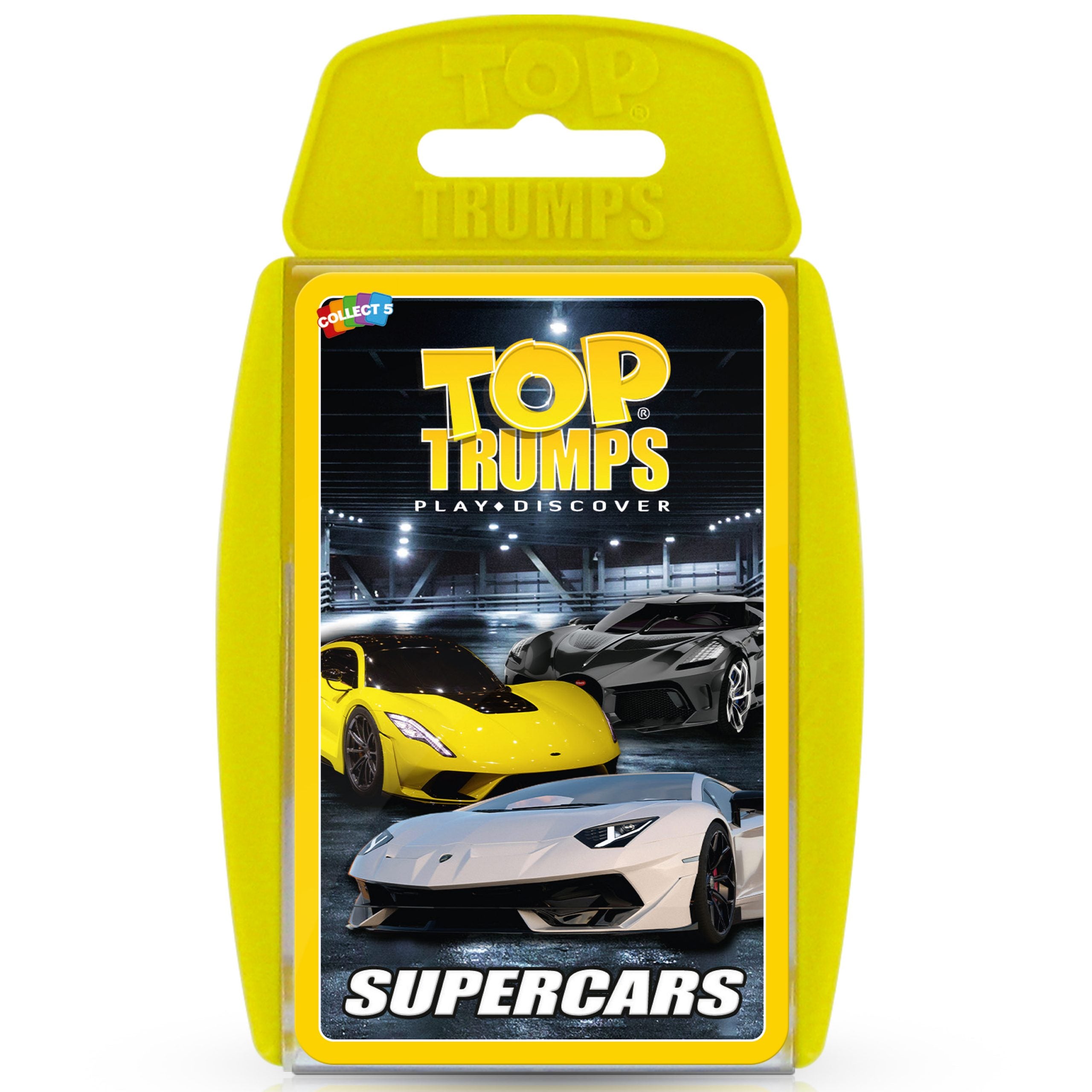 a card game with a yellow plastic case