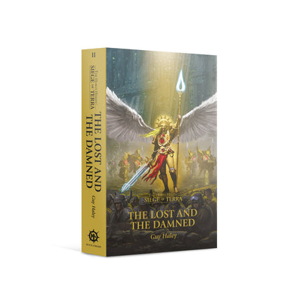 a book cover with an angel holding a sword