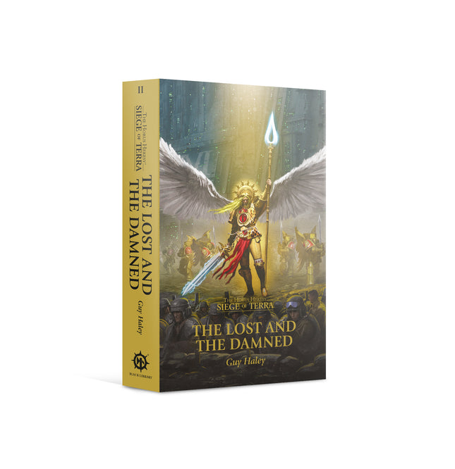 a book cover with an angel holding a sword