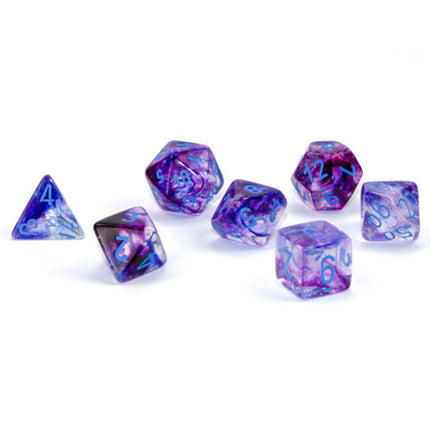 Chessex RPG Dice Nebula Luminary Nocturnal Blue Glow in Dark 7-die
