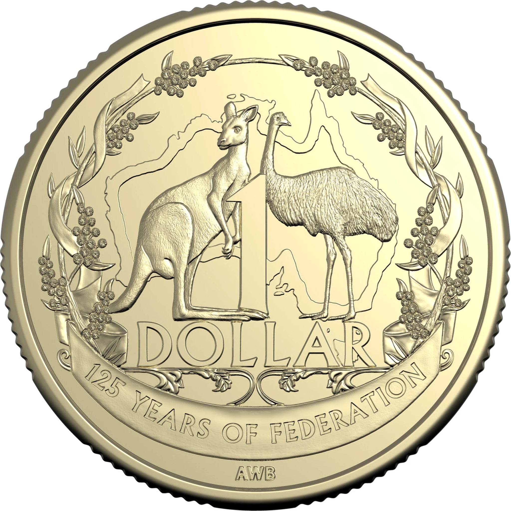 125 Years of Federation $1 Commonwealth coin reverse