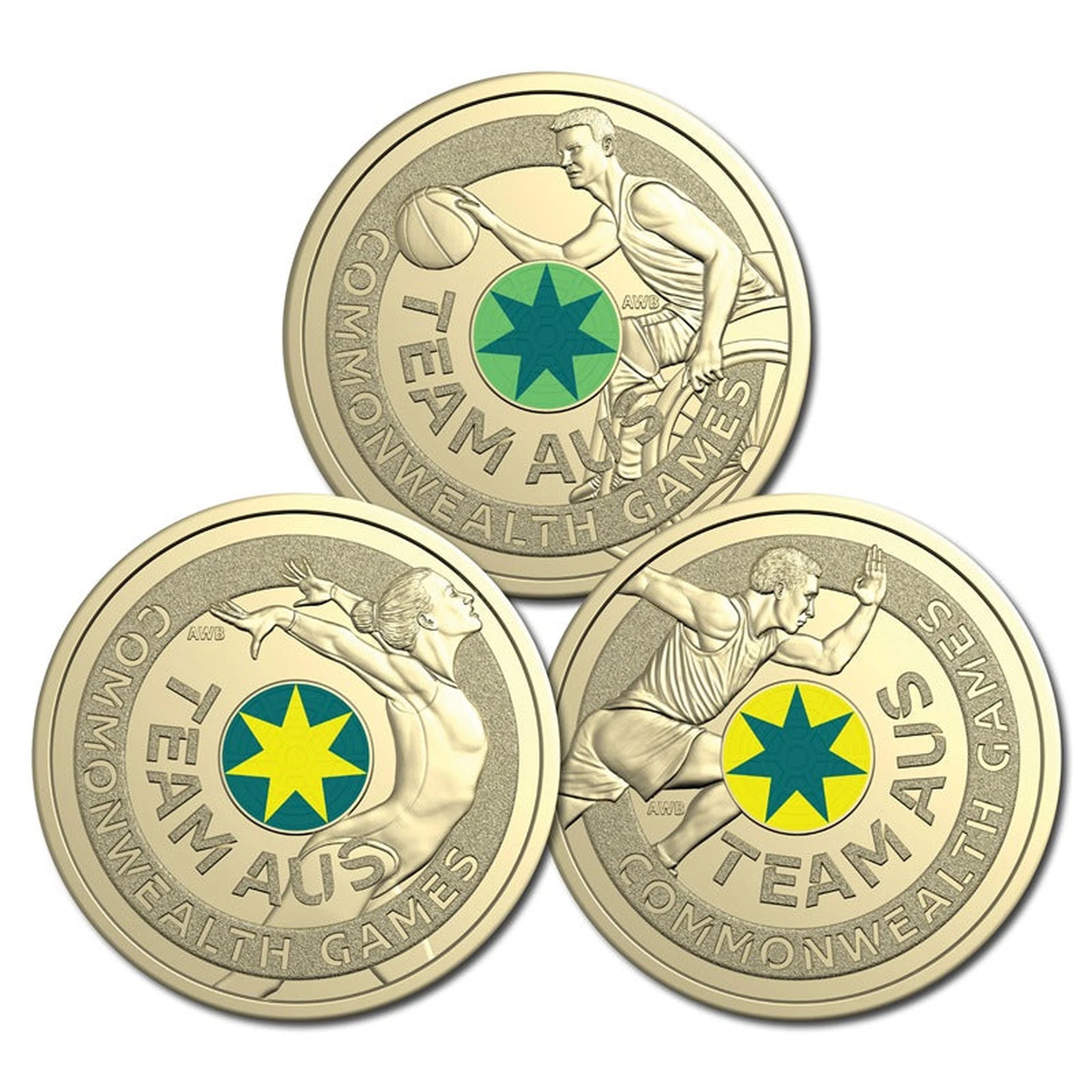 2026 Commonwealth Games Team $2 coloured three-coin set in presentation folder