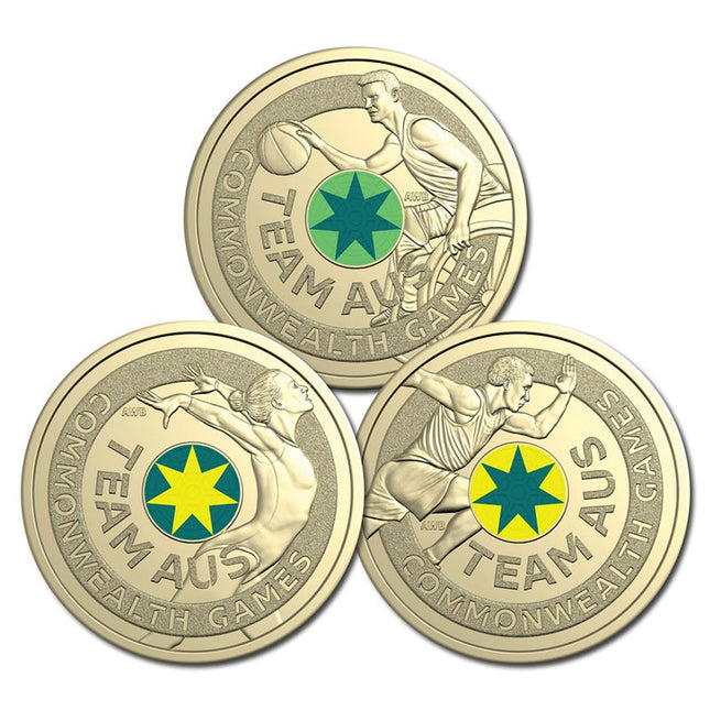 2026 Commonwealth Games Team $2 coloured three-coin set in presentation folder