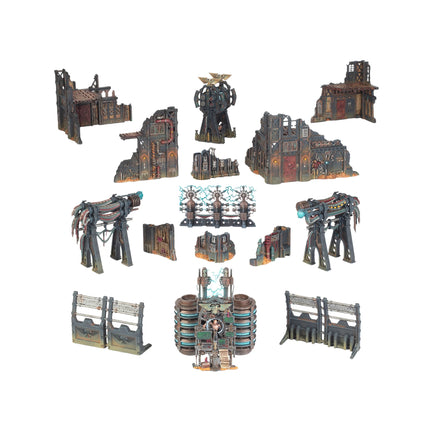 Battlefield Armageddon terrain pieces from the Combat Patrol Battlezone set, painted