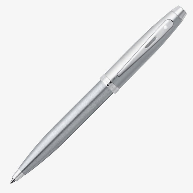 Sheaffer 100 ballpoint pen with brushed chrome barrel and nickel plated trims