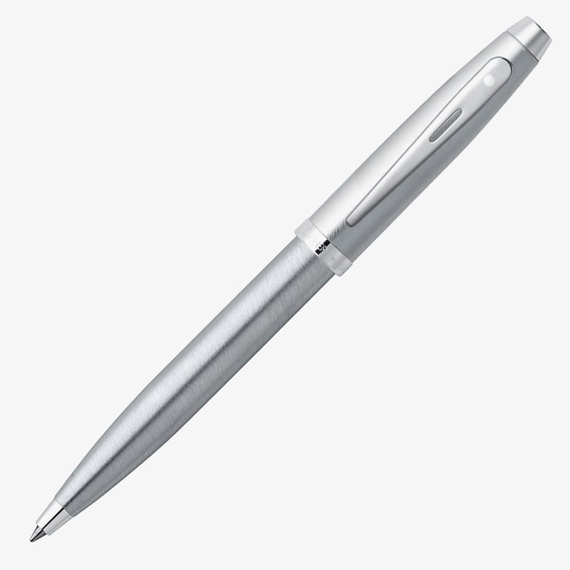 Sheaffer 100 ballpoint pen with brushed chrome barrel and nickel plated trims
