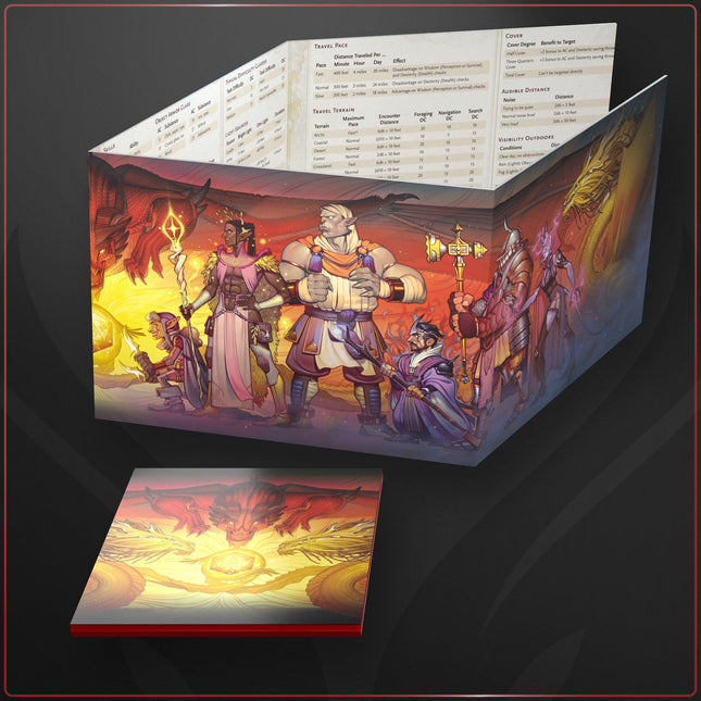 D&D Dungeon Master's Screen 2024 Edition - four-panel screen with panoramic art by Joy Ang