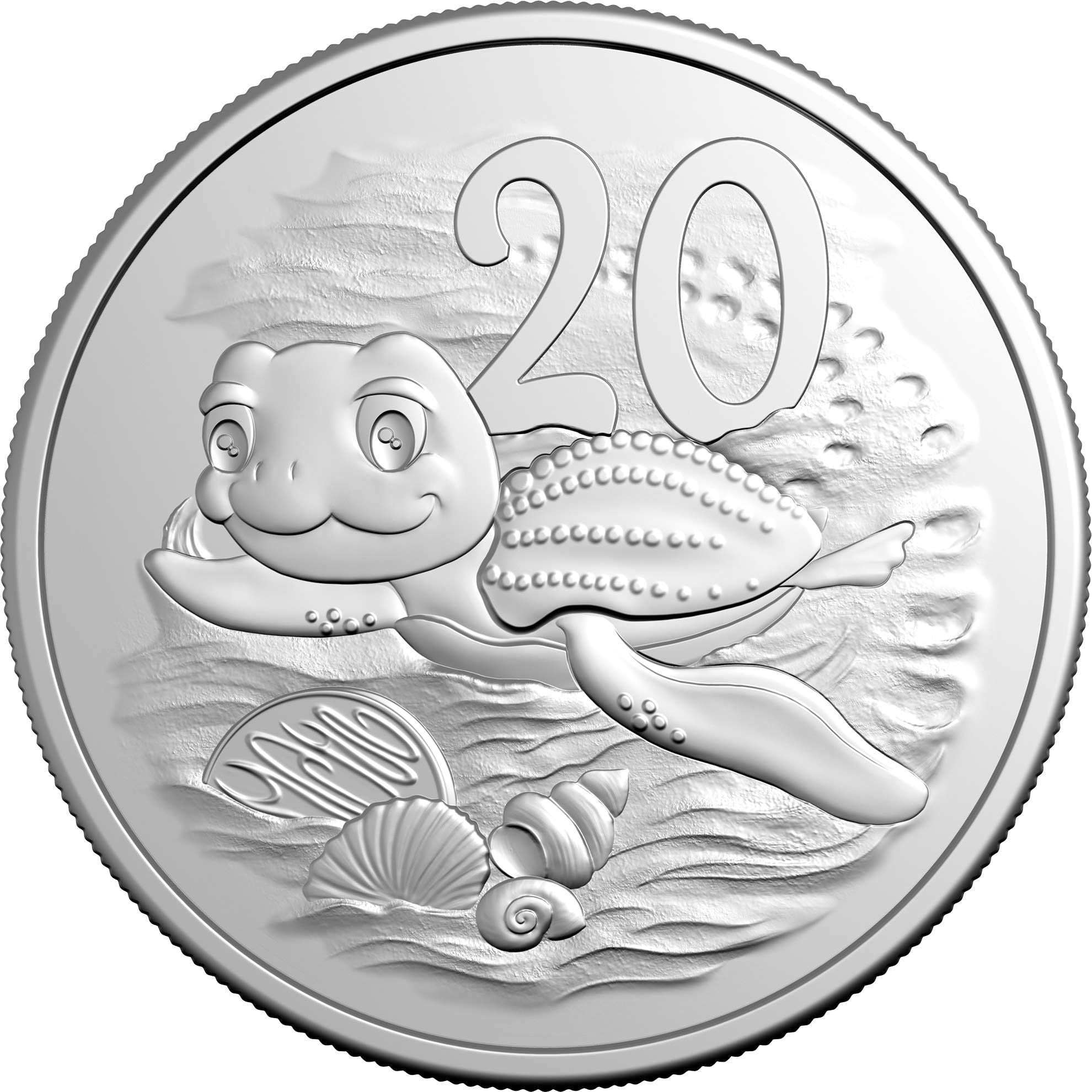 a silver coin with a picture of a turtle on it