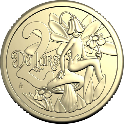 a two dollar coin with a fairy on it
