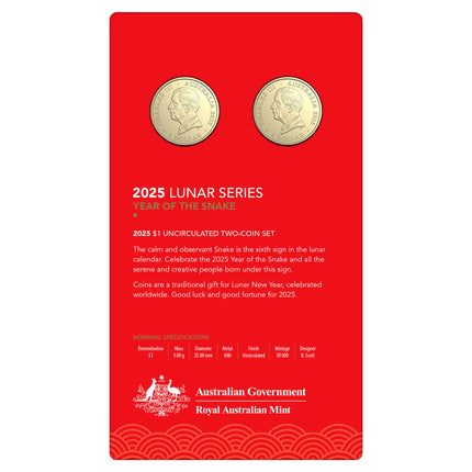 a pair of commemorative coins on a red background