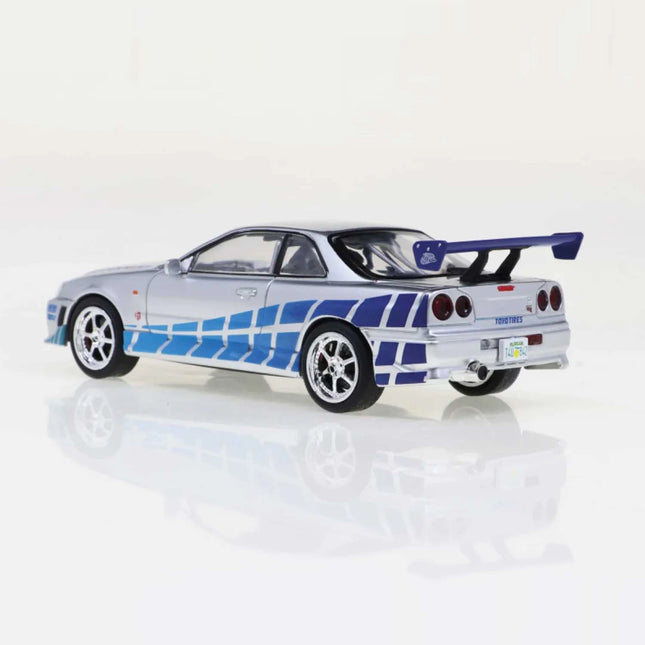 Brian O Conner Nissan Skyline GT-R R34 1:43 die-cast rear three-quarter view