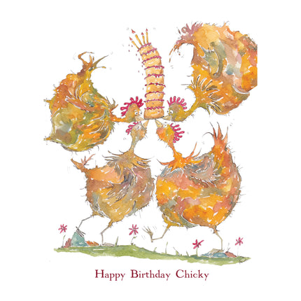 Happy Birthday Chicky! Greeting Card - Patchworkdog Designs