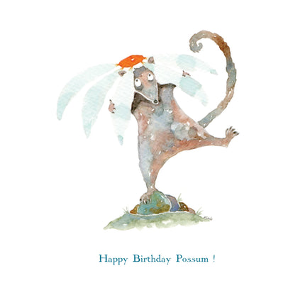 Happy Birthday Possum Greeting Card - Patchworkdog Designs