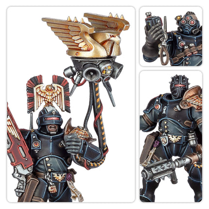 Exaction Squad Adeptus Arbites miniature close-up, unpainted plastic model
