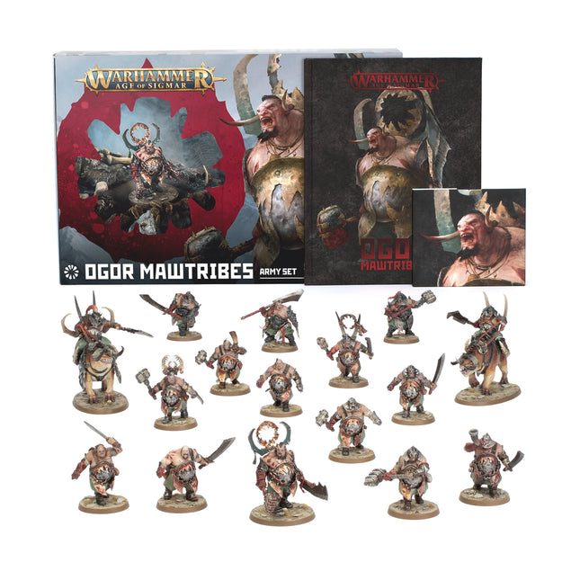 Ogor Mawtribes Army Set full contents: 16 miniatures, battletome and warscroll cards
